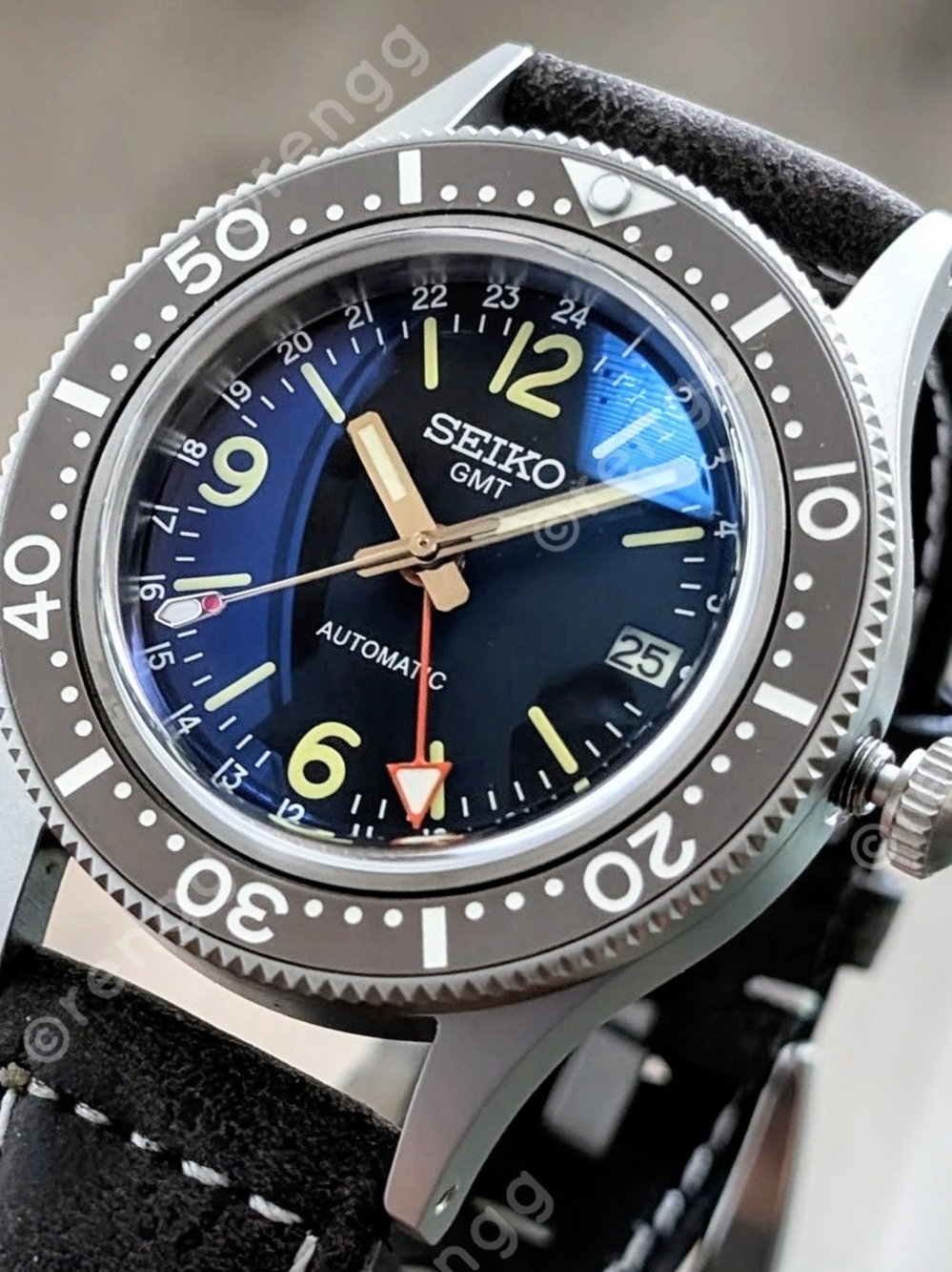 Titanium Black Seiko GMT 40mm Automatic Diver Style Mod Watch  Dome Sapphire